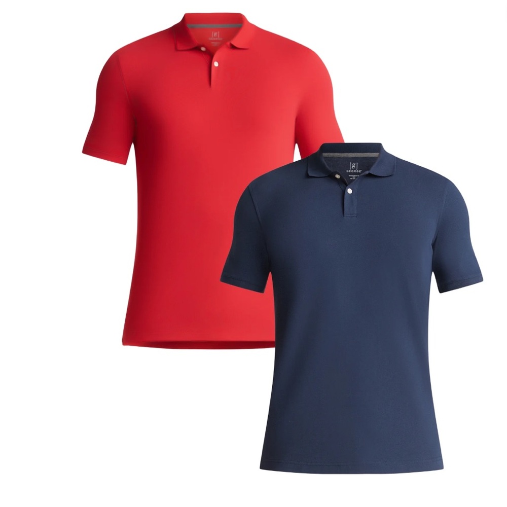 Set Of 2 George Men’s Pique Polo Shirt. Sizes S. Select Set Color. Promo End